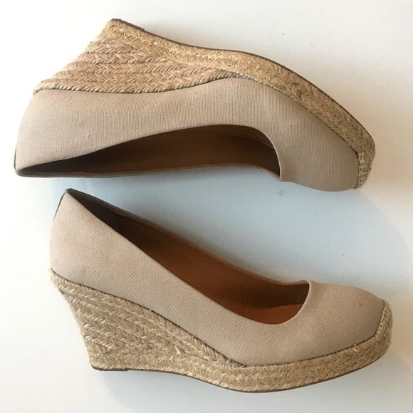 J. Crew Factory Canvas Espadrille Wedges 7M (Flax) - Picture 1 of 6